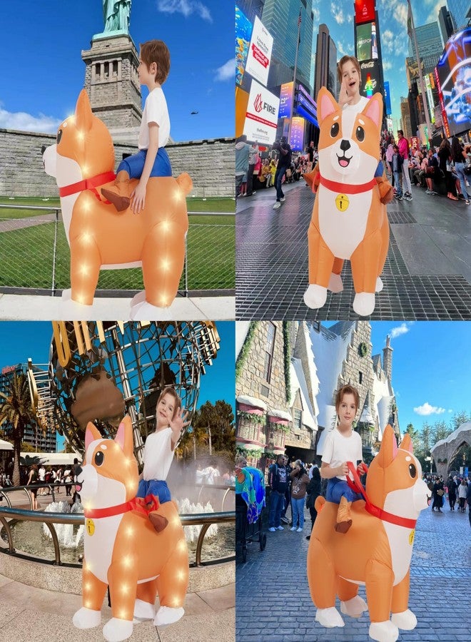 JINSTABAG Inflatable Dog Costume for Kids with LED Light Deluxe Funny Air Blow Up Costume for Boys Girls Halloween Party Cosplay [3.9ft-4.9ft] - Image 5