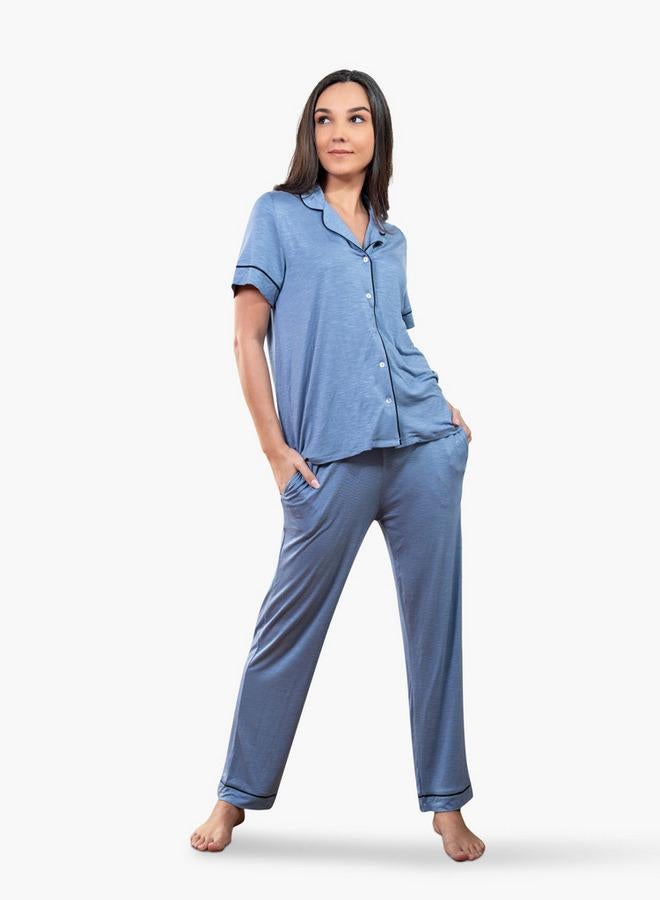 Aadaraya Collared Shirt and Pyjama Set - Image 2