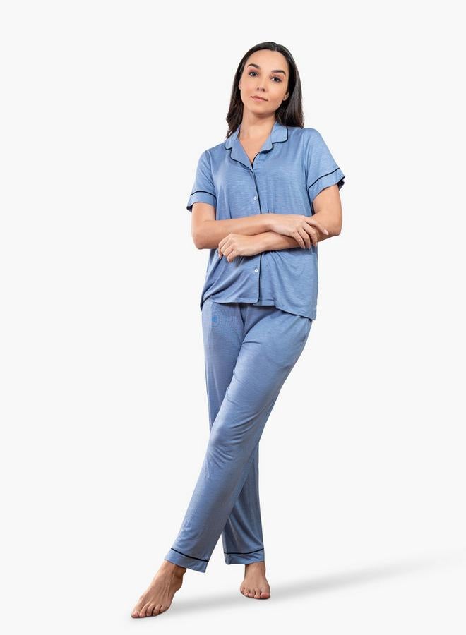 Aadaraya Collared Shirt and Pyjama Set - Image 1