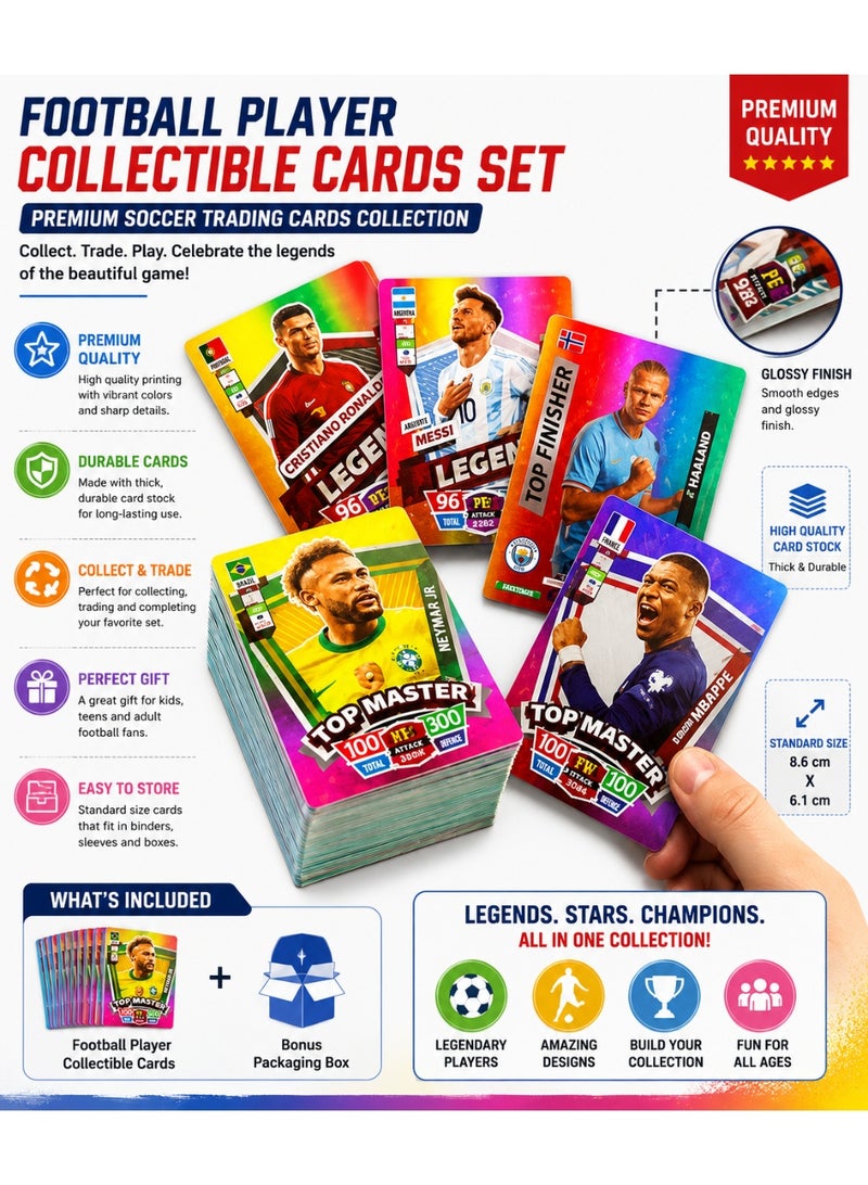 Football Player Collectible Cards Set, Premium Soccer Trading Cards Collection, Sports Memorabilia Gift for Kids, Teens and Adult Collectors - Image 2