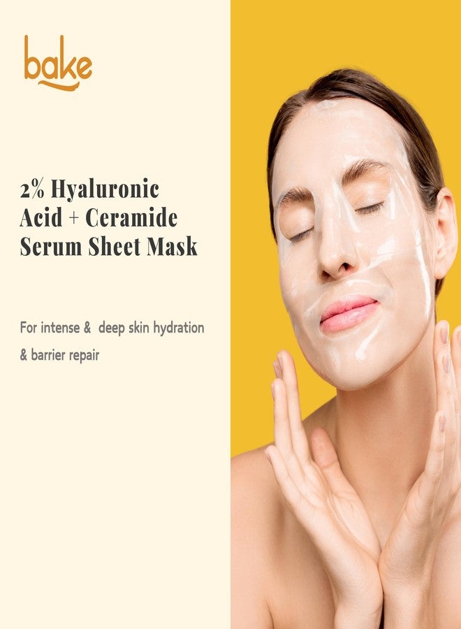 BAKE 2% Hyaluronic Acid + Ceramide Serum Sheet Mask for Intense Hydration & Skin Barrier Repair | Hydrate, Plump & Boost Skin Rejuvenation | Paraben Free, 100% Biodegradable | Pack of 2 - Image 4