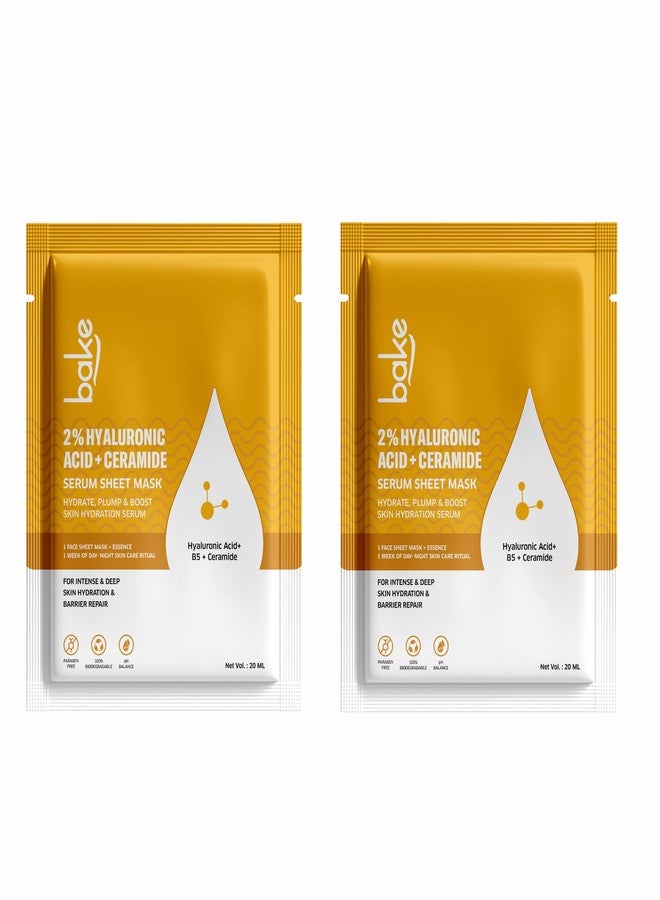 BAKE 2% Hyaluronic Acid + Ceramide Serum Sheet Mask for Intense Hydration & Skin Barrier Repair | Hydrate, Plump & Boost Skin Rejuvenation | Paraben Free, 100% Biodegradable | Pack of 2 - Image 2