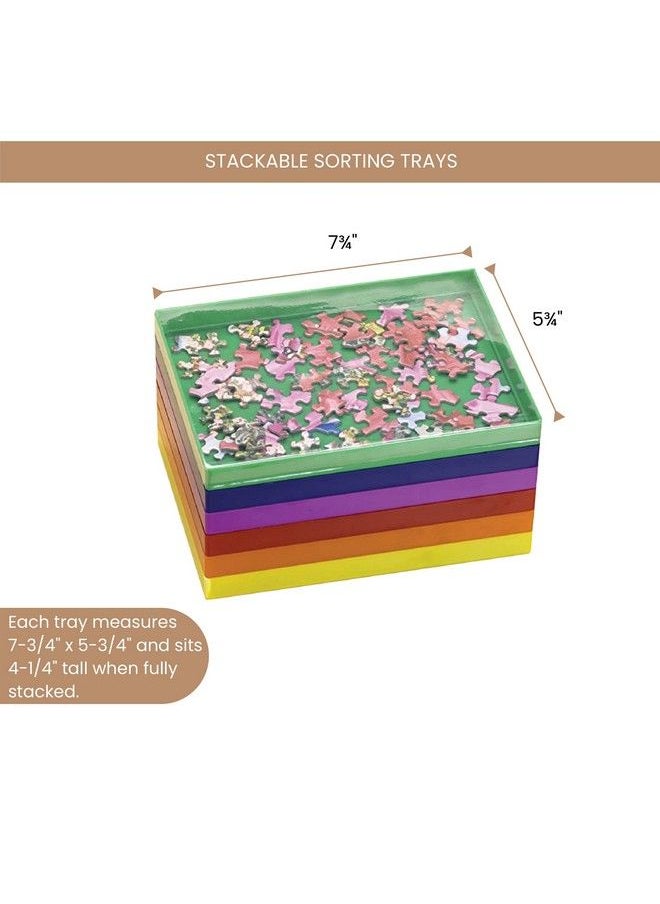 Stackem Sorting Trays Puzzle Piece Organizer Stackable Sorting Trays Jigsaw Puzzle Accessories Pack Of 67¾” X 5¾”
