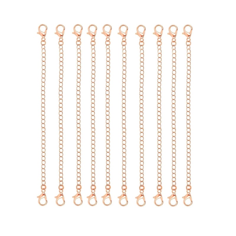 ST logo Hanging Tree Women Rose Gold Girl Boy & Men Jewellery Making Extender for Chain Set Bracelet Pendant & Necklace Adjustable Extension 10 Pcs Pack (4 inch) - Image 1