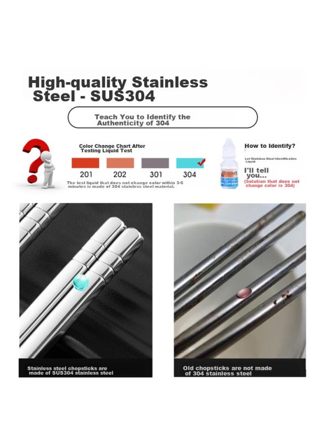 Millennium Love Wood Qianianlianmu High-quality 304 Stainless Steel Chopsticks, Anti-mold And Heat-resistant, For Home And Hotel Use, 22.5cm, 10 Pairs, Bxk0001 - Image 5