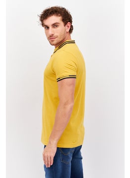 CROSSHATCH Men Regular Fit Short Sleeve Brand Logo Polo Shirt, Yellow  - Image 2