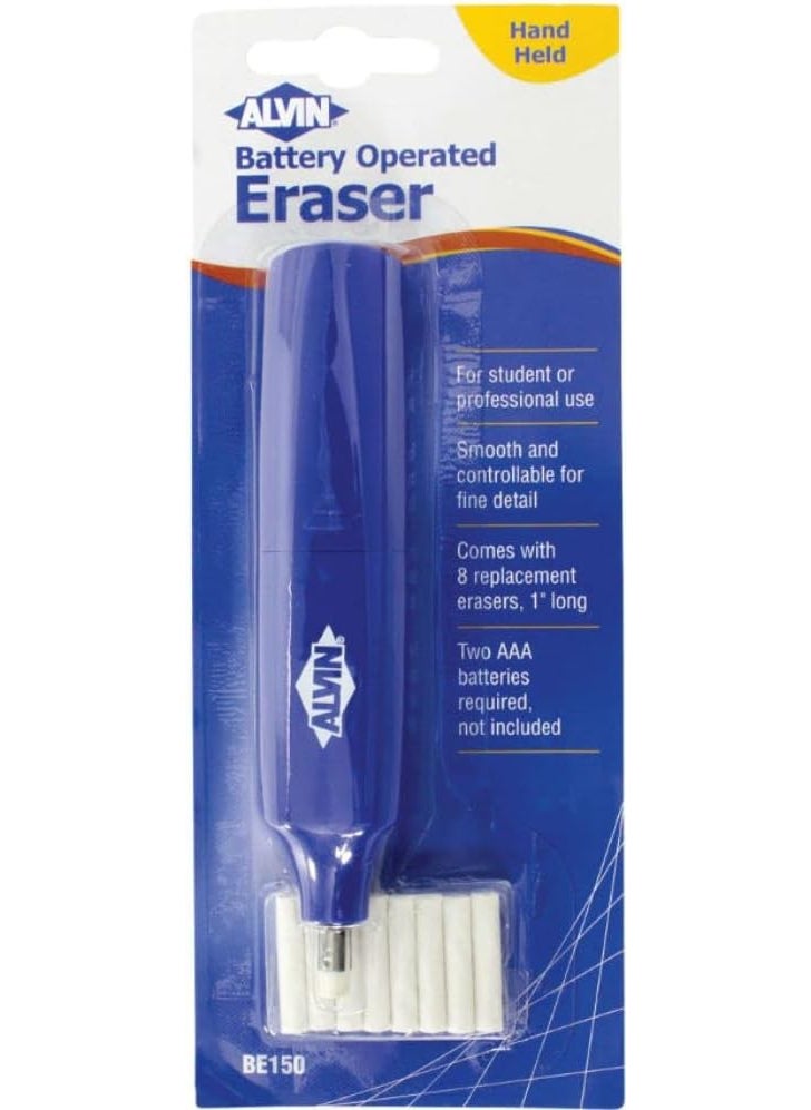 Alvin Alvin Battery Operated Eraser Auto Erasers for Drawing Painting Sketching Drafting Architectural Plans Comes with 8 replacement erasers  Blue  - Image 2