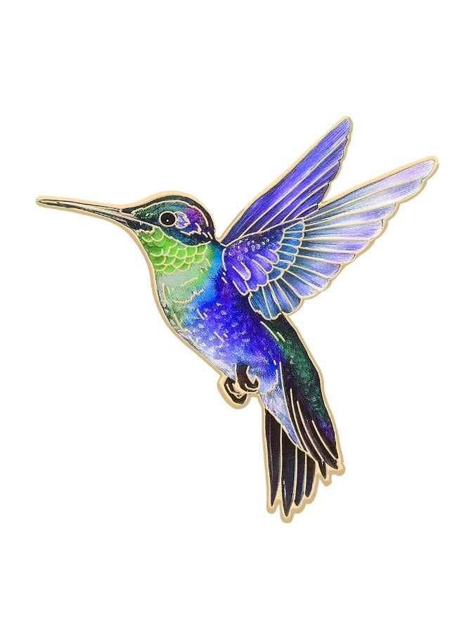 Luxury & Trendy Crystal Rhinestone Accessory Brooch Pin for Women, for clothes and Bags Fashion Enamel Available in different shapes and colors Gold/Silver (Hummingbird 1) - Image 1