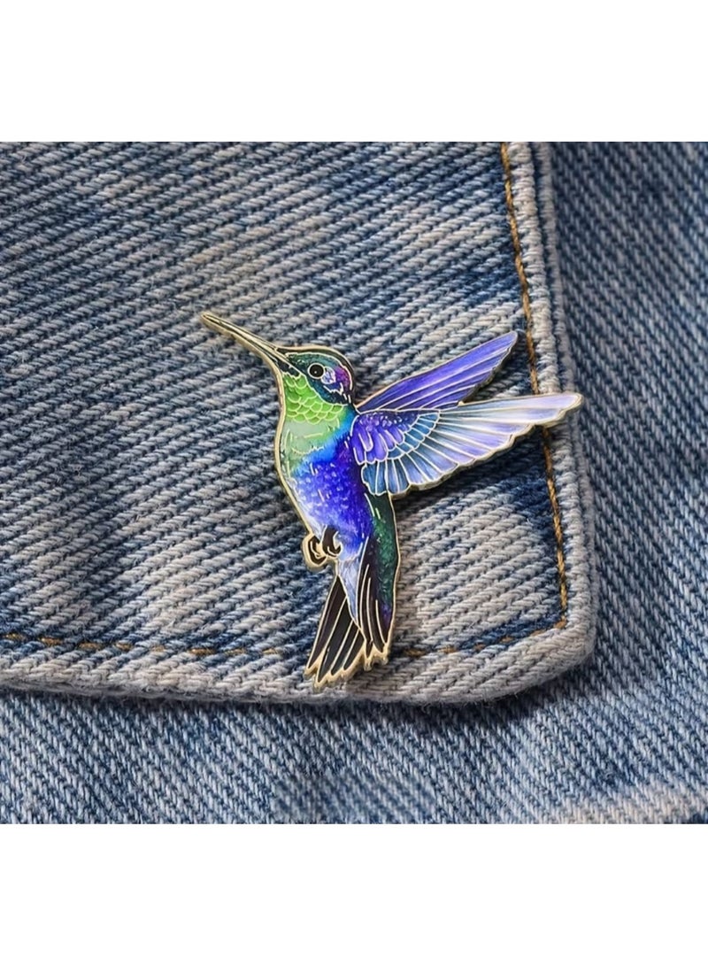 Luxury & Trendy Crystal Rhinestone Accessory Brooch Pin for Women, for clothes and Bags Fashion Enamel Available in different shapes and colors Gold/Silver (Hummingbird 1) - Image 2