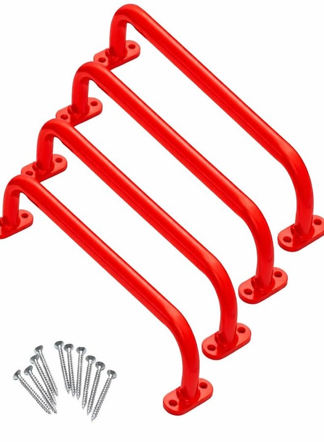 REZNOR قضبان تسلق معدنية بطول 19 بوصة من ريزنور، مزودة بمقابض أمان، مثالية لألعاب الأطفال في الفناء الخلفي، وملحقات مقابض لألعاب الأطفال، وألعاب التسلق الداخلية والخارجية - لون أحمر، عبوة من 4 قطع - Image 1