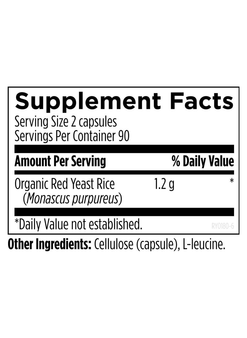 designs for health - Red Yeast Rice Capsules - 1200mg (1.2g) Red Yeast Rice Supplement to Support Cardiovascular Health - Non-GMO, Made with US-Grown Organic Red Yeast Rice (180 Capsules) - Image 1