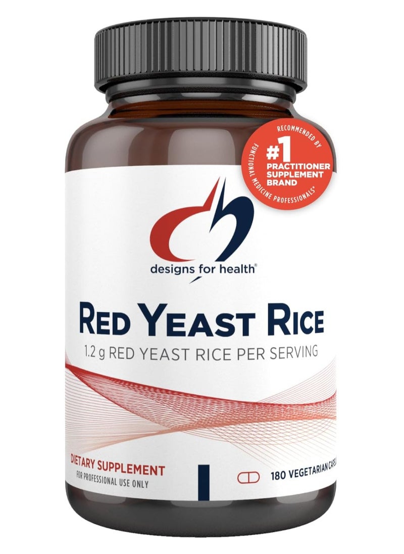 designs for health - Red Yeast Rice Capsules - 1200mg (1.2g) Red Yeast Rice Supplement to Support Cardiovascular Health - Non-GMO, Made with US-Grown Organic Red Yeast Rice (180 Capsules) - Image 1