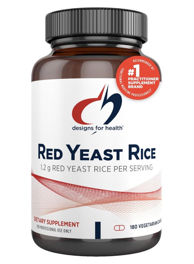 Red Yeast Rice Capsules - 1200mg (1.2g) Red Yeast Rice Supplement to Support Cardiovascular Health - Non-GMO, Made with US-Grown Organic Red Yeast Rice (180 Capsules)
