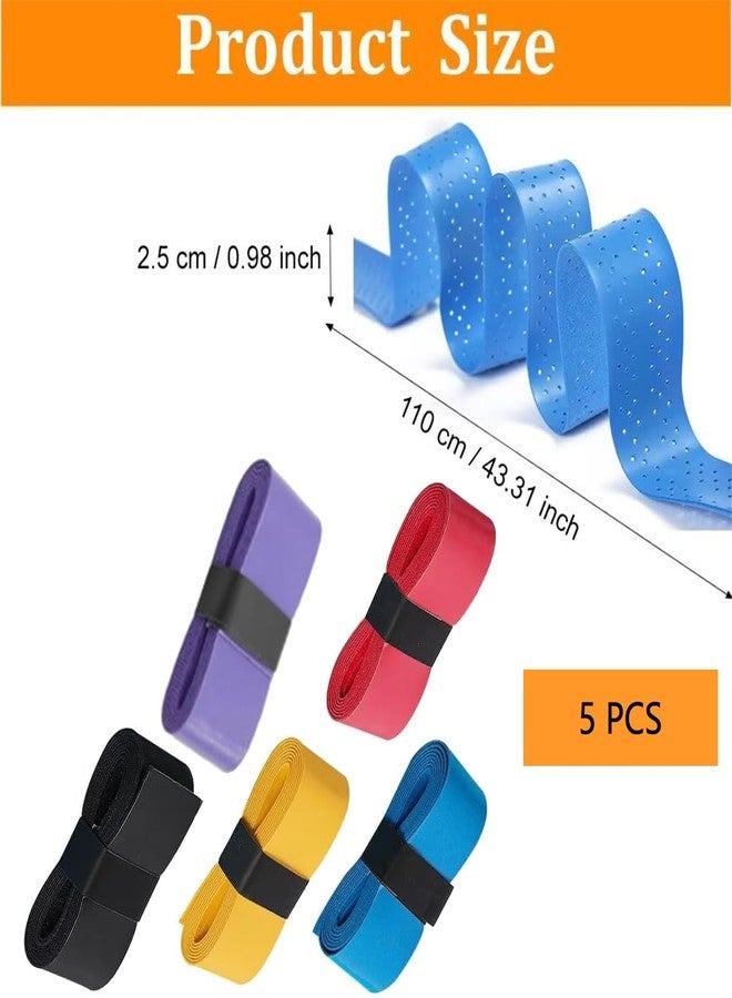 BCNJEPIN Badminton Grip Tape, 5PCS Towel Grip for Badminton Racquet, Racket Grip Anti Slip, Cushion Wrap for Badminton Grip, 105cm Long in 5 Colors (Red, Purple, Blue, Yellow, Black) - Image 2