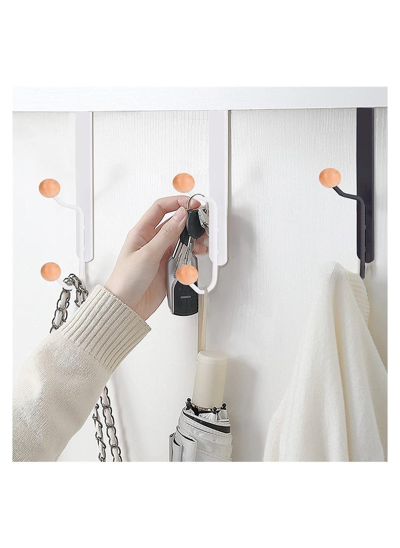SYOSI Over The Door Double Hanger Hooks, Sturdy Metal Over Door Wooden Hooks Holds, Over The Door Hooks For Kitchen, Bathrooms, Drawers, Wardrobe Doors, Living Room, 4 Packs  - Image 5