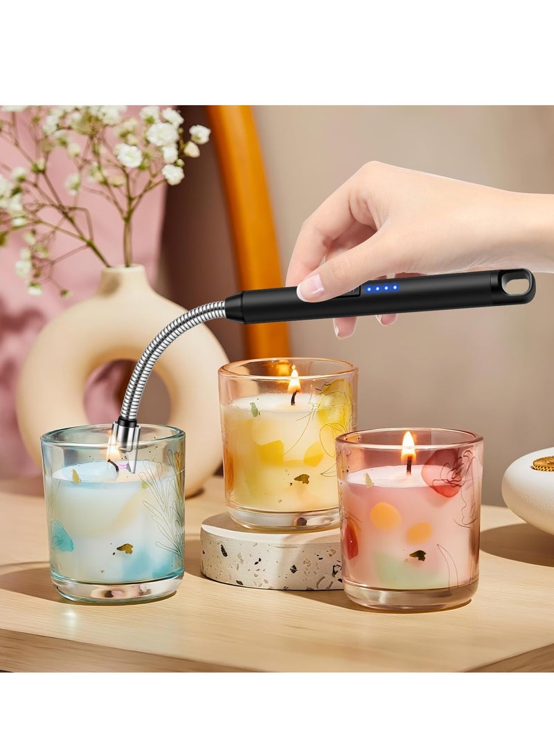 Hoasis Electric Candle Lighter， Long Reach Rechargeable USB C Lighters， Electric Arc Plasma Lighter， with Long Flexible Neck for Candles, BBQ, Camping, Grill (Black) - Image 2