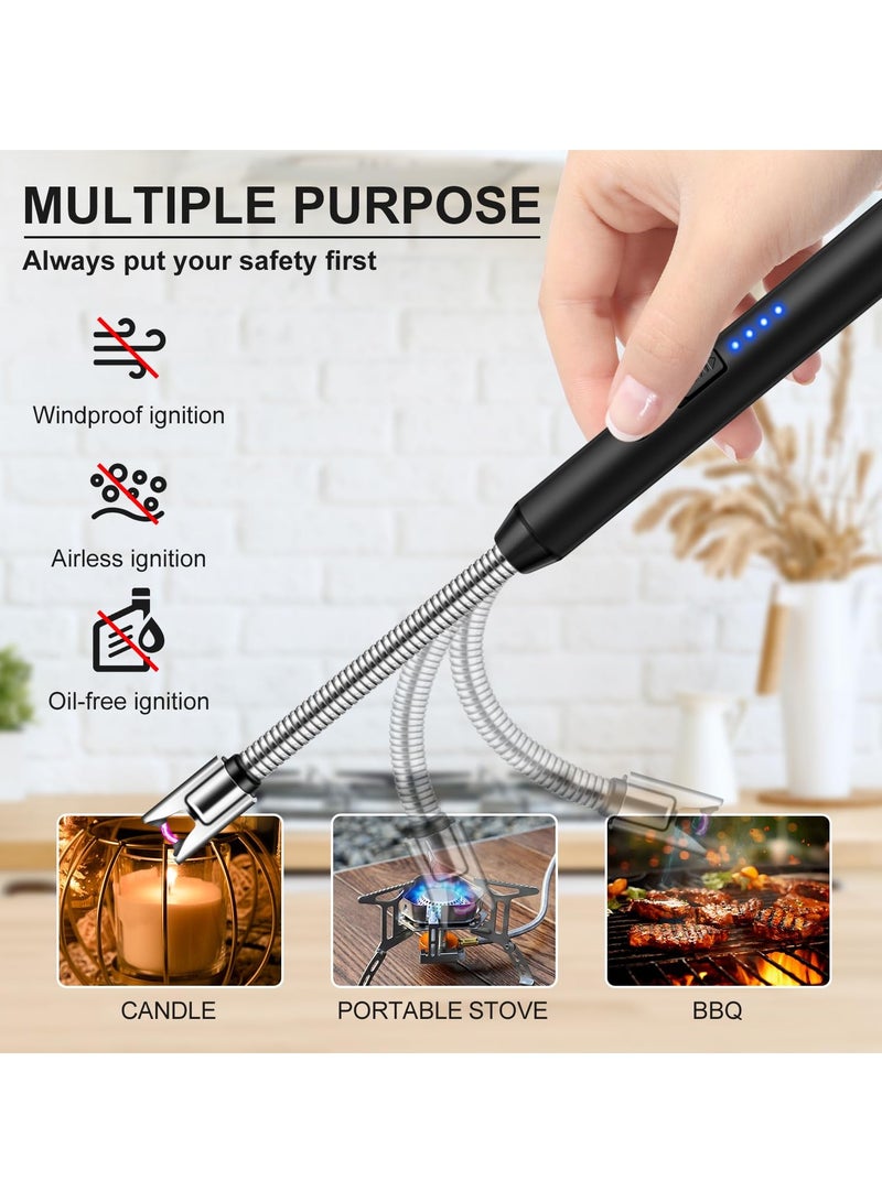 Hoasis Electric Candle Lighter， Long Reach Rechargeable USB C Lighters， Electric Arc Plasma Lighter， with Long Flexible Neck for Candles, BBQ, Camping, Grill (Black) - Image 3