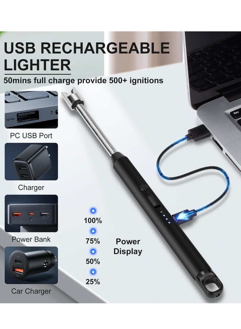Hoasis Electric Candle Lighter， Long Reach Rechargeable USB C Lighters， Electric Arc Plasma Lighter， with Long Flexible Neck for Candles, BBQ, Camping, Grill (Black) - Image 4