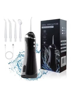 Denx Water Flosser Tooth Brush, Cordless 310mL Professional Oral Irrigator, 360° Nozzle Rotation, Hidden Charging Port, 4 Modes 4 Jet Tips, IPX7 Waterproof, Easy-to-Clean (Black)  - Image 1