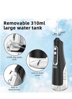 Denx Water Flosser Tooth Brush, Cordless 310mL Professional Oral Irrigator, 360° Nozzle Rotation, Hidden Charging Port, 4 Modes 4 Jet Tips, IPX7 Waterproof, Easy-to-Clean (Black)  - Image 2