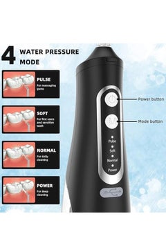 Denx Water Flosser Tooth Brush, Cordless 310mL Professional Oral Irrigator, 360° Nozzle Rotation, Hidden Charging Port, 4 Modes 4 Jet Tips, IPX7 Waterproof, Easy-to-Clean (Black)  - Image 5