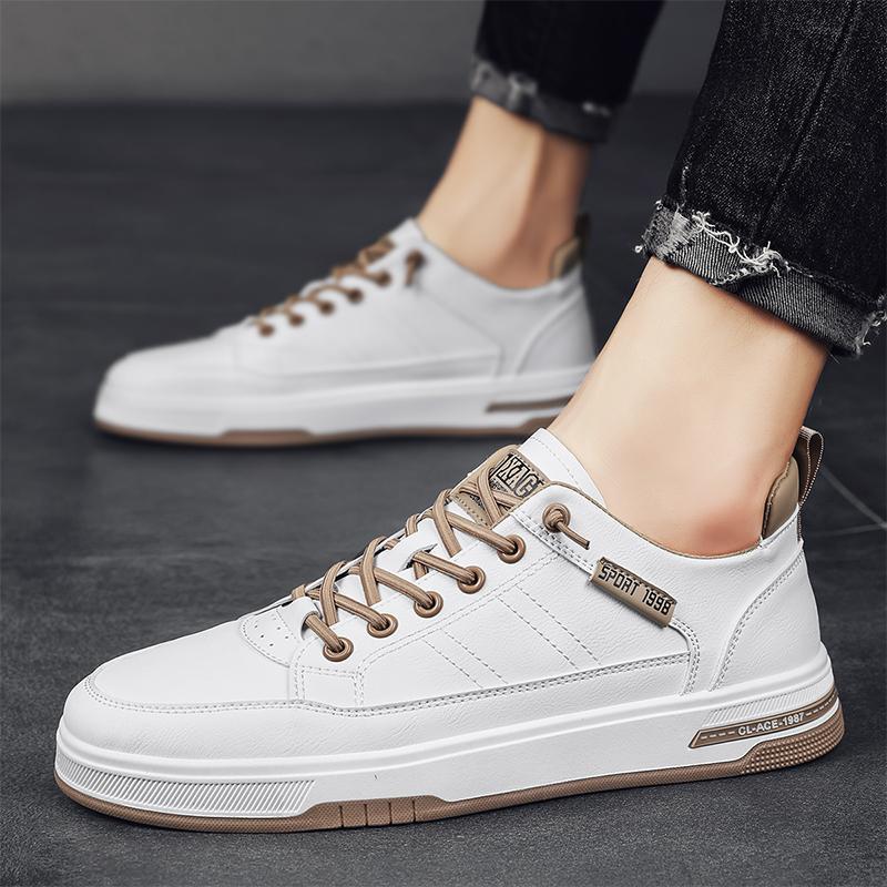 Shake tone men's shoes super fiber soft leather casual white shoes youth Four Seasons thin breathable lazy shoes wholesale foreign trade - Image 2