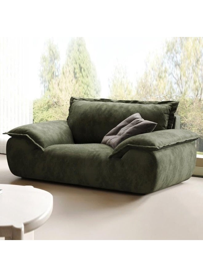 أريكة مودرن ذات ذراع وسادة مريحة بإطار من خشب الصنوبر مع قماش مخملي مصقول (مقعد فردي)