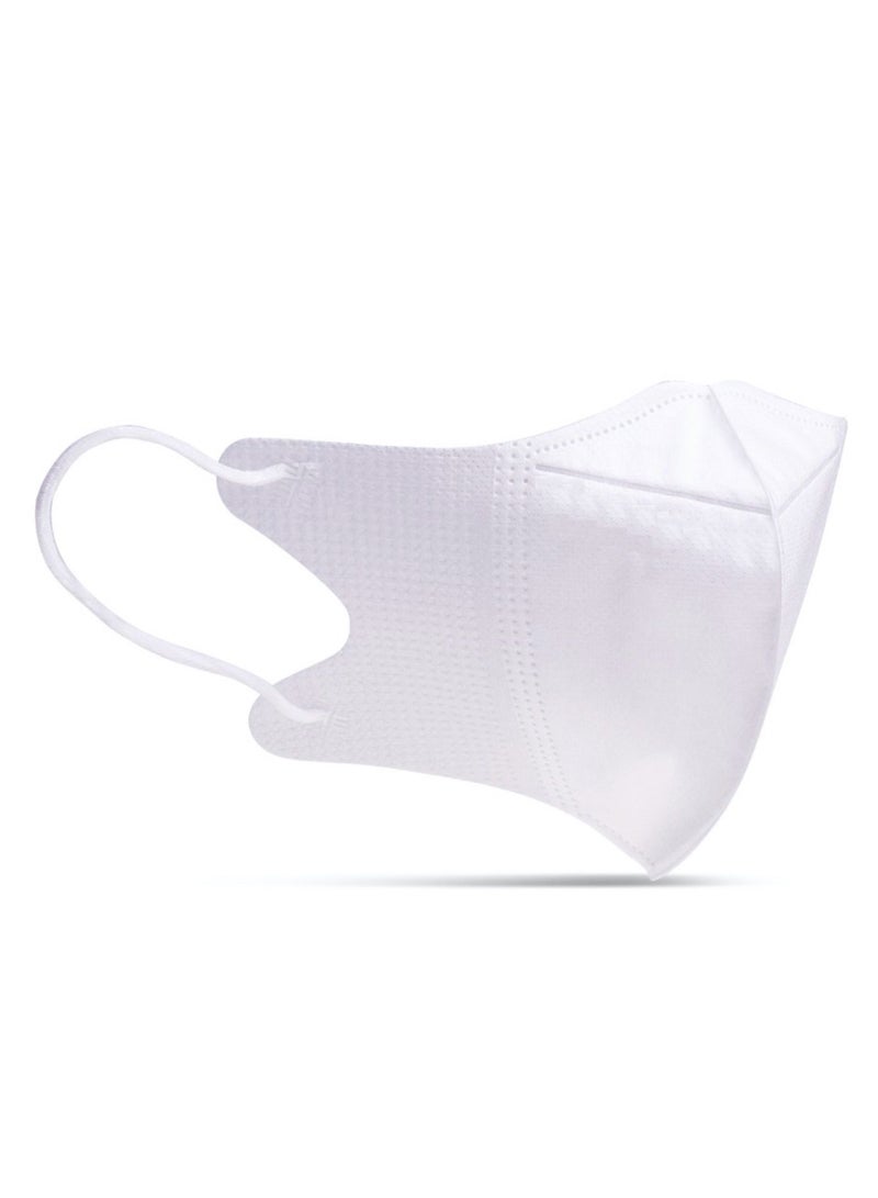 HEXAR 20 Pcs 3D Disposable Face Mask Unisex Adult's 3-Ply Filter Face Mask with Elastic Ear Loop - White - Image 2