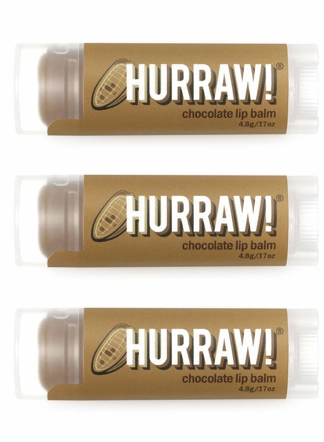 Hurraw! Chocolate Lip Balm, 3 Pack: Organic, Certified Vegan, Cruelty and Gluten Free. Non-GMO, 100% Natural Ingredients. Bee, Shea, Soy and Palm Free. Made in USA - Image 1