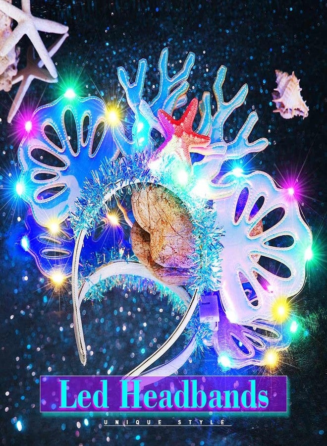 JEAIRTS Light Up Shell Headband Glowing Starfish Ocean Hair Band Led Mermaid Costume Hair Accessories for Women - Image 4