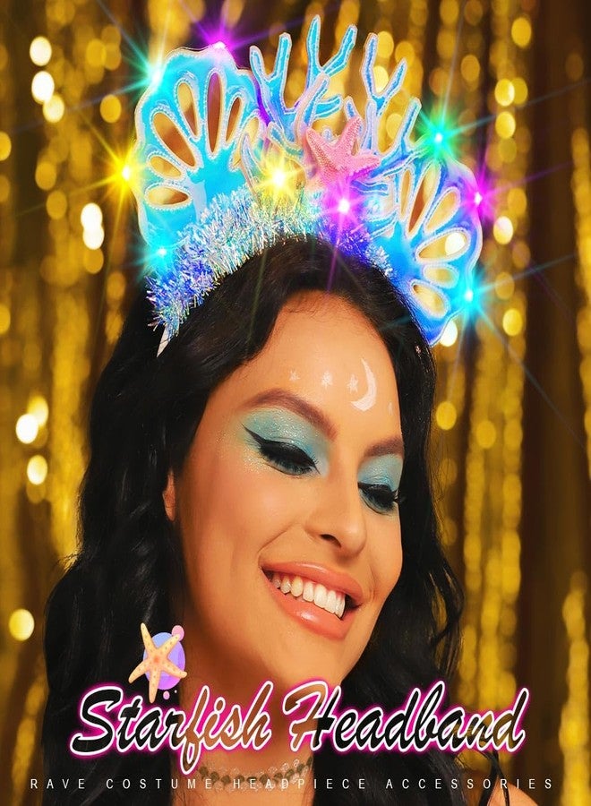 JEAIRTS Light Up Shell Headband Glowing Starfish Ocean Hair Band Led Mermaid Costume Hair Accessories for Women - Image 5