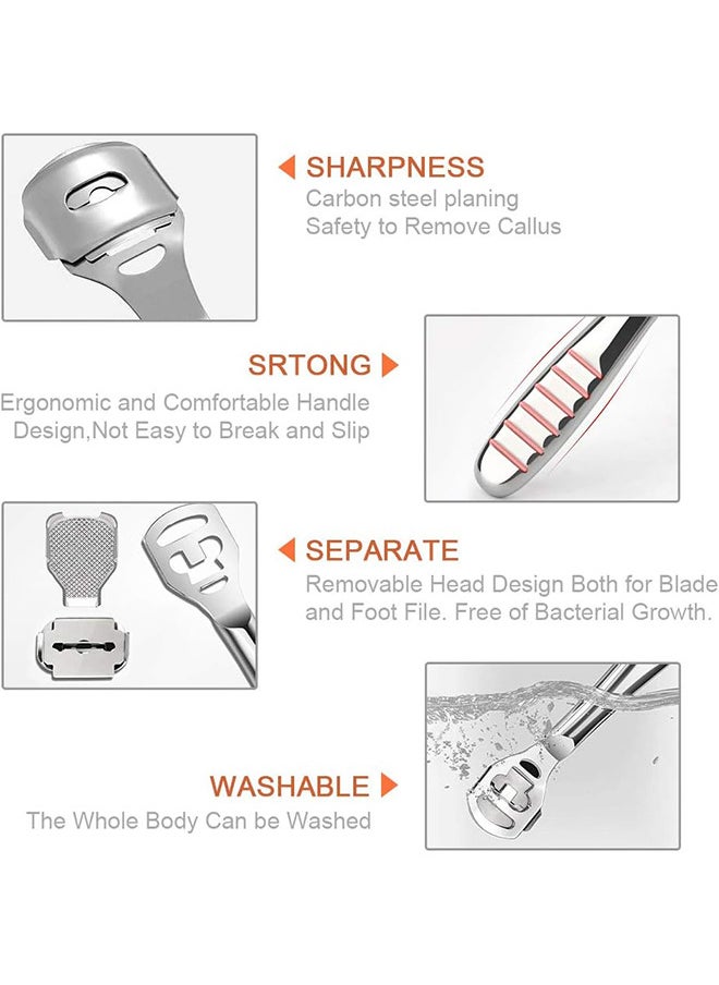 Depend Foot Scraper Stainless Steel Files Care Pedicure Dead Hard Skin Remover Tool With 10 Blades For Wet And Dry Feet  - Image 3