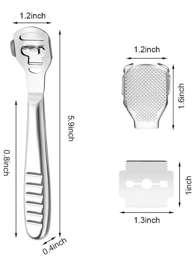 Depend Foot Scraper Stainless Steel Files Care Pedicure Dead Hard Skin Remover Tool With 10 Blades For Wet And Dry Feet  - Image 2