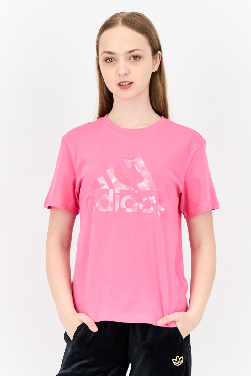 Adidas تي شيرت رياضي نسائي قصير الأكمام في الهواء الطلق، وردي - Image 1