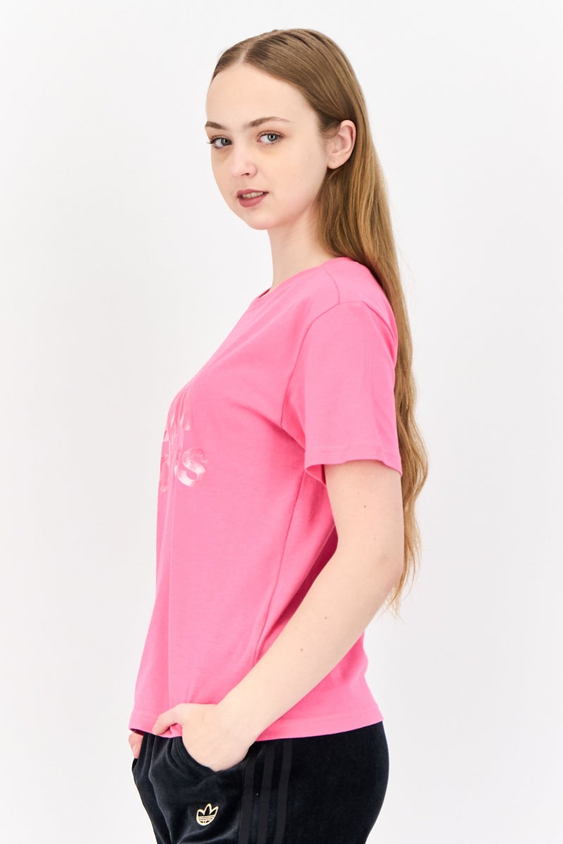 Adidas تي شيرت رياضي نسائي قصير الأكمام في الهواء الطلق، وردي - Image 2