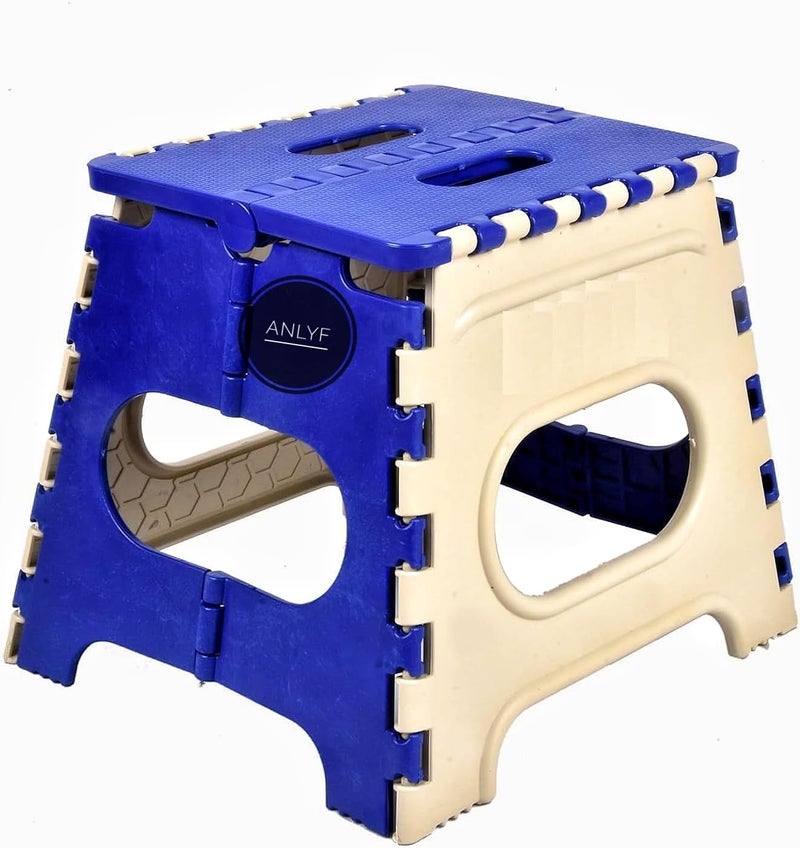 ANLYF Folding Step Stool, Super Strong Foldable Stool for Adults & Kids, Portable Plastic Step Stool, Non Slip Folding Stools for Kitchen, Bathroom, Bedroom, Office Multicolor 12 Inch - Image 2