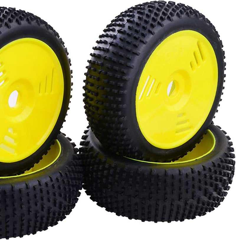 كلاراكو 4 إطارات مطاطية مقاس 110 مم مع جنوط عجلات لسيارة Team Losi 1/8 RC Buggy - أصفر - Image 3