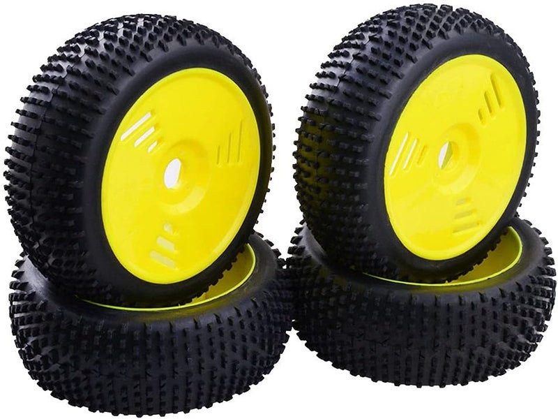 كلاراكو 4 إطارات مطاطية مقاس 110 مم مع جنوط عجلات لسيارة Team Losi 1/8 RC Buggy - أصفر - Image 4