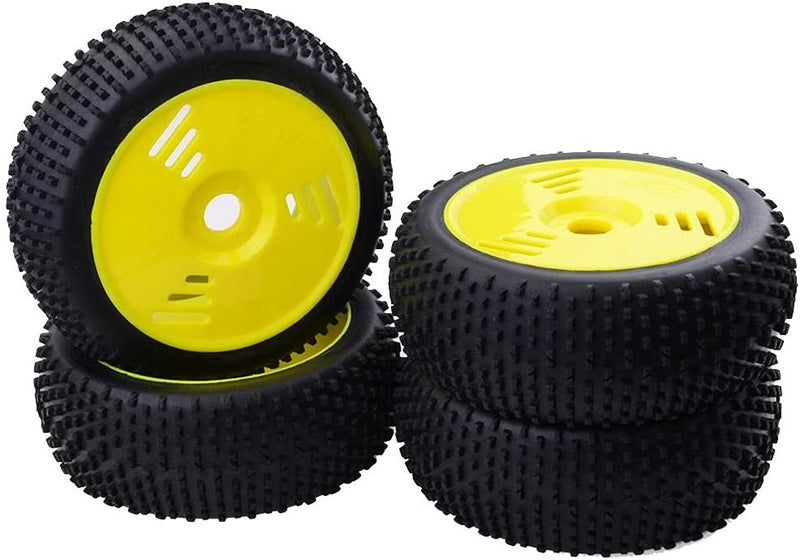 كلاراكو 4 إطارات مطاطية مقاس 110 مم مع جنوط عجلات لسيارة Team Losi 1/8 RC Buggy - أصفر - Image 5