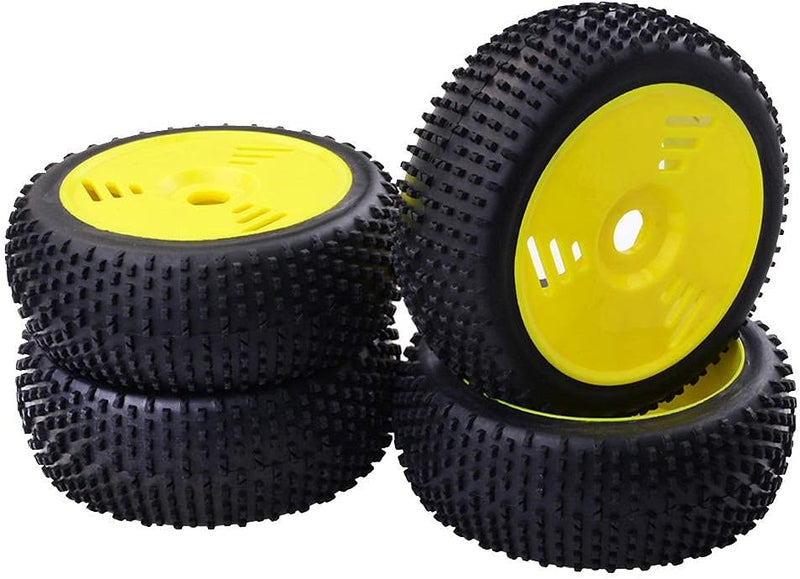 كلاراكو 4 إطارات مطاطية مقاس 110 مم مع جنوط عجلات لسيارة Team Losi 1/8 RC Buggy - أصفر - Image 1