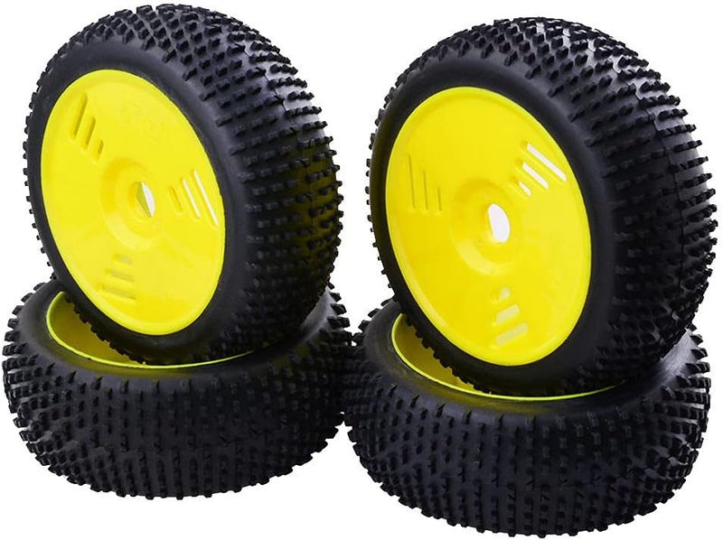 كلاراكو 4 إطارات مطاطية مقاس 110 مم مع جنوط عجلات لسيارة Team Losi 1/8 RC Buggy - أصفر - Image 2