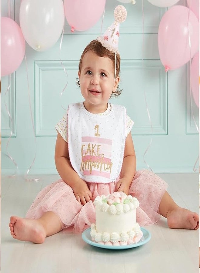 SURVART 1st Birthday Hat Boho First Birthday Crown with Bows and Glitter 1 Soft Pink Cream Felt Party Hat for Cake Smash, Photoshoot, First Outfit Accessories - Image 3