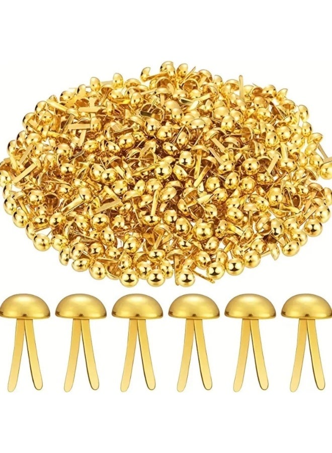 NajmStyle 500 PCS Paper Fasteners Brads,15* 8 mm Split Pins, Metal Brads Split Pins, Mini Round Split Brads for Craft Art Crafting School DIY Supplies(0.3 x 0.6 Inch,Golden) - Image 1