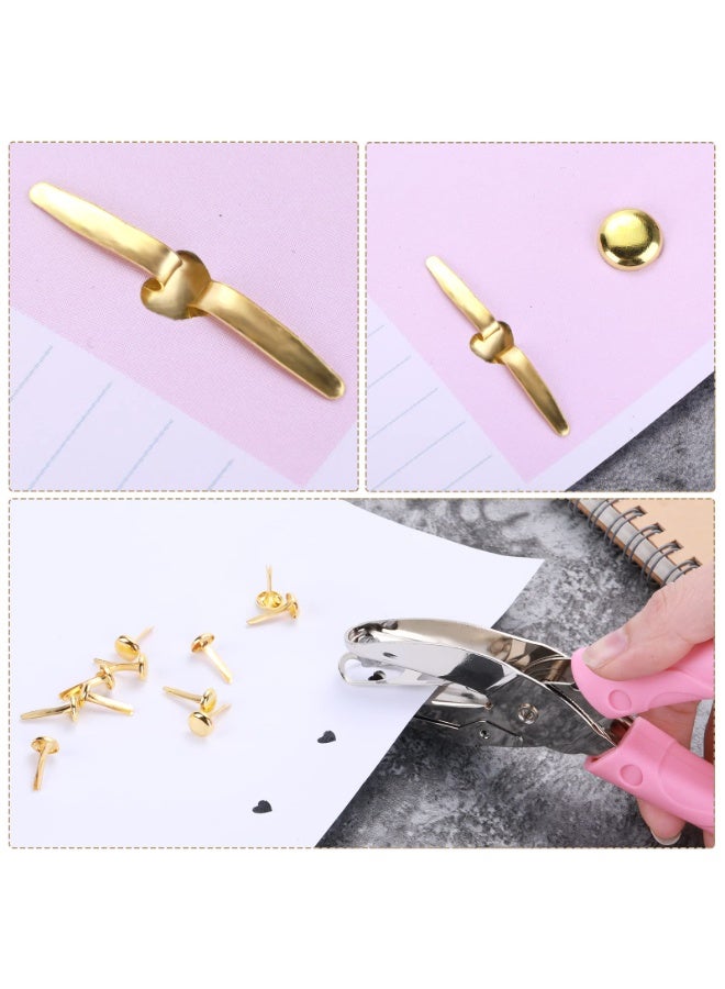 NajmStyle 500 PCS Paper Fasteners Brads,15* 8 mm Split Pins, Metal Brads Split Pins, Mini Round Split Brads for Craft Art Crafting School DIY Supplies(0.3 x 0.6 Inch,Golden) - Image 5