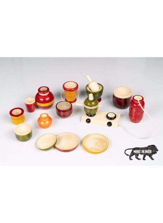 Smartcraft Smartcraft "Made in India" Kitchen Set Premium, Wooden Modern Kitchen Set Toys for Kids- Multicolor  - Image 1