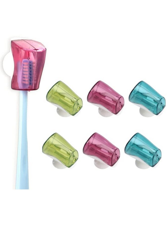 HLLMX 6 PCS Toothbrush Head Covers with Suction Cup Travel Toothbrush Head Covers Case Anti Dust Toothbrush Cover Great Protective Case for Home Travel Outdoor Camping - Image 1