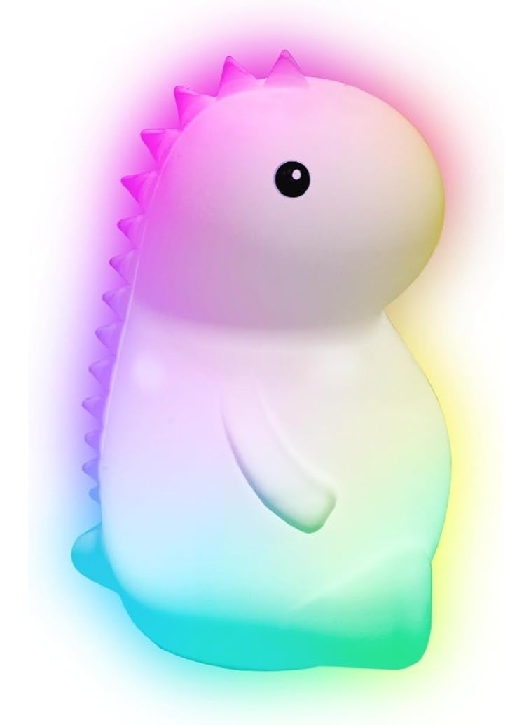 مصباح ديناصور إسفنجي متغير اللون - مصباح ليلي على شكل ديناصور من السيليكون الناعم للأطفال، مصباح LED محمول، لعبة آمنة وممتعة - Image 1