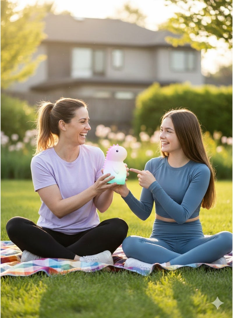 مصباح ديناصور إسفنجي متغير اللون - مصباح ليلي على شكل ديناصور من السيليكون الناعم للأطفال، مصباح LED محمول، لعبة آمنة وممتعة - Image 3