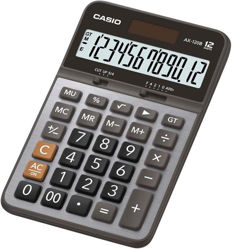 Casio AX-120B 12-Digit Desktop Calculator with Large Display, Dual Power, Tax Calculation & Professional Business Functions black