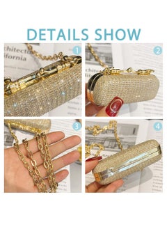 Excefore Lipstick Case with Chain, Rhinestone Lipstick Holder, Lipstick Makeup Pouch with Chain Portable Mini Lipstick Storage Box for Women Party Travel Cosmetic Holder Mother's Day Gift (Gold)  - Image 3